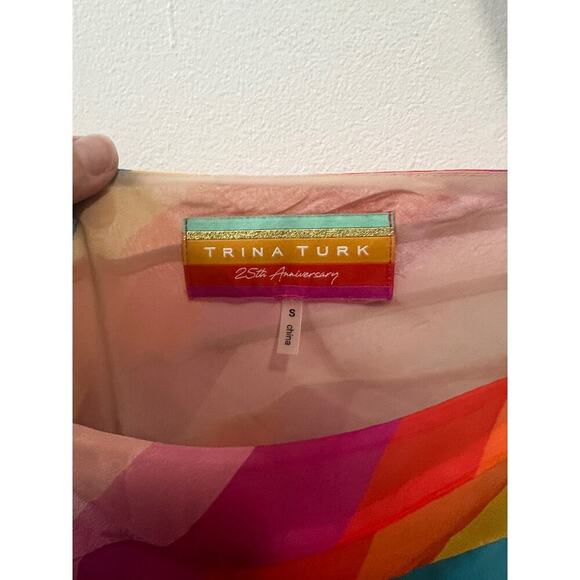 Trina Turk Infinity Silk colorful top size S - Picture 4 of 5